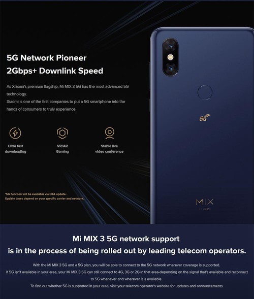 Xiaomi mi MIX3 グローバル版　6GB/128GB Global Version Xiaomi Mi Mix 3 5G 6GB 128GB Smartphone Blue