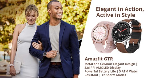 Huami AMAZFIT GTR Smartwatch 1.39 Inch Retina Display 5ATM Water Resistant GPS 47mm Global Version- Aluminum Alloy