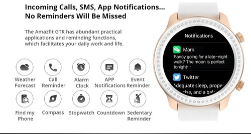 Huami AMAZFIT GTR Smartwatch 1.39 Inch Retina Display 5ATM Water Resistant GPS 47mm Global Version - Stainless Steel