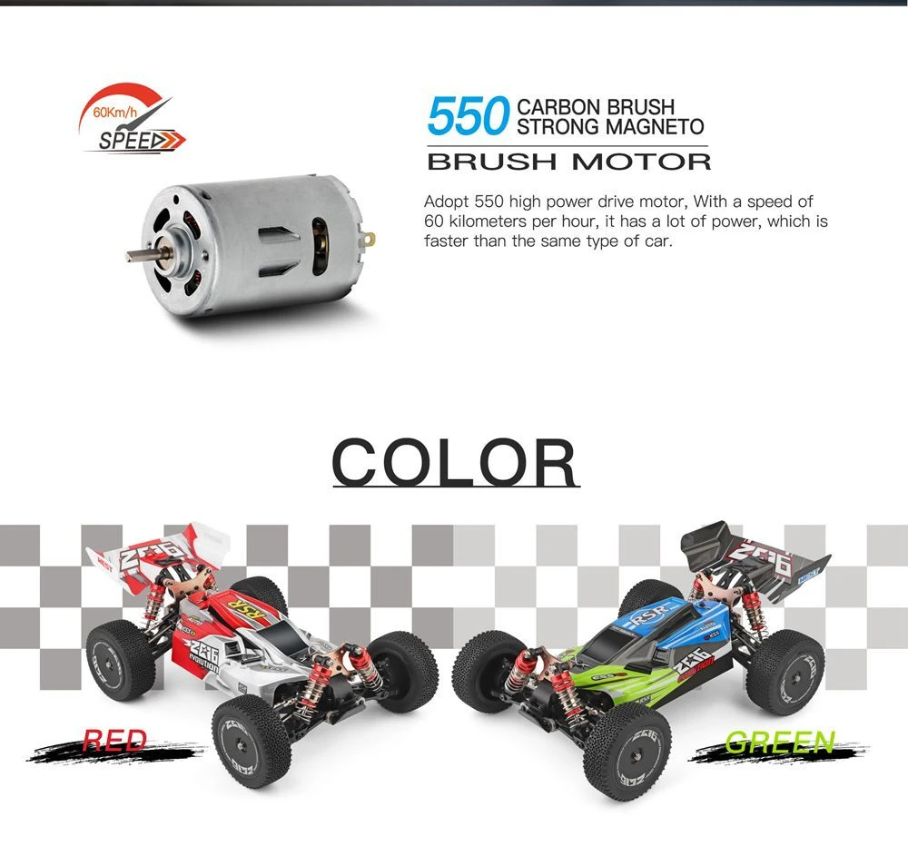 Wltoys 144001 1/14 2.4G 4WD 60km/h Electric Brushed Off-Road Buggy RC Car RTR Two Batteries - Red