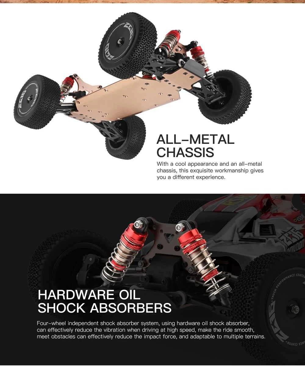 Wltoys 144001 1/14 2.4G 4WD 60km/h Electric Brushed Off-Road Buggy RC Car RTR Two Batteries - Red