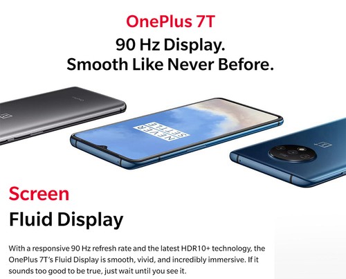 OnePlus 7T シルバー 8/256GB グローバルROM Global ROM OnePlus 7T 6.55 Inch 8GB 256GB Smartphone Frosted