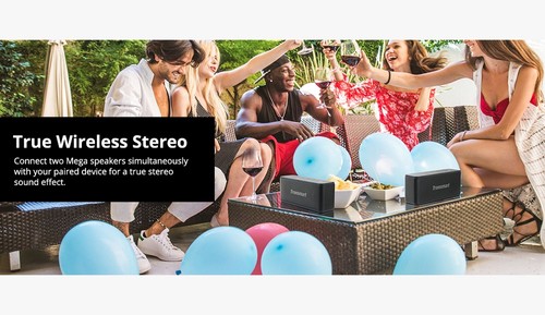 Tronsmart Element Mega SoundPulse™ Bluetooth Speaker with Powerful 40W Max Output 3D Digital Sound TWS Intuitive Touch Control - Black