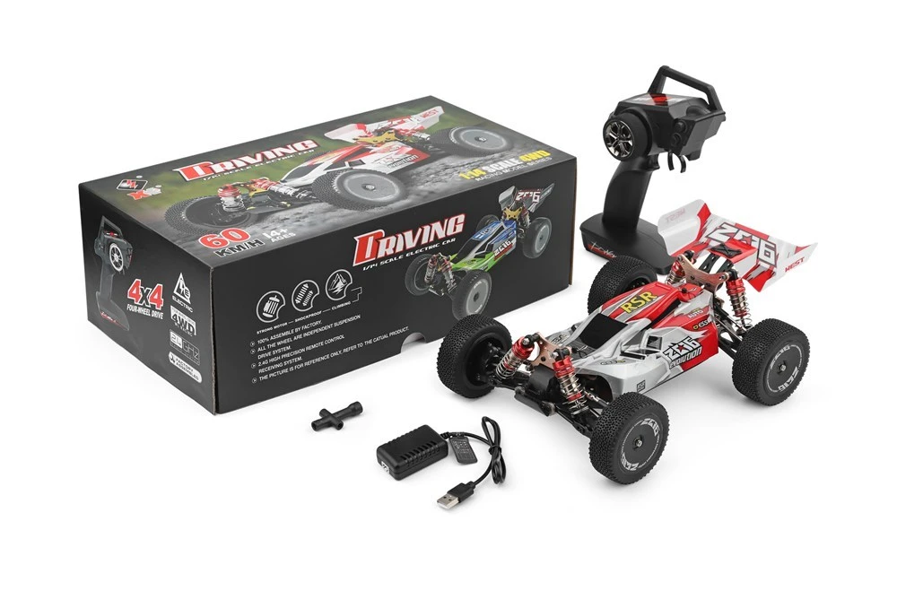 Wltoys 144001 1/14 2.4G 4WD 60km/h Electric Brushed Off-Road Buggy RC Car RTR Two Batteries - Red