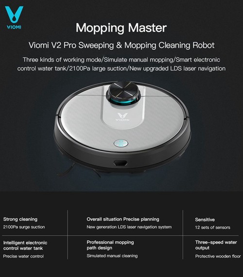 Xiaomi Viomi V2 Pro Robot Vacuum Cleaner Gray