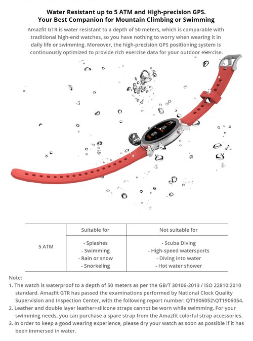 Huami AMAZFIT GTR Smartwatch 1.39 Inch Retina Display 5ATM Water Resistant GPS 47mm Global Version- Aluminum Alloy