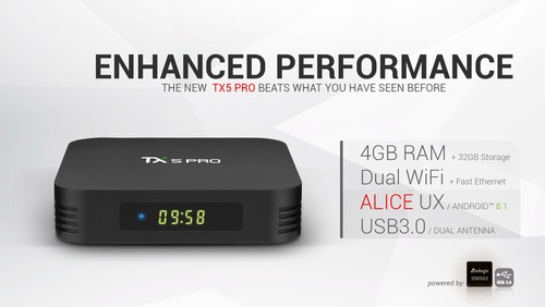 Tanix TX5 Pro Amlogic S905X2 Android 8.1 4GB/32GB TV Box 2.4GHz + 5GHz WiFi Bluetooth 4.1 Support 4K H.265 Media Player - Black