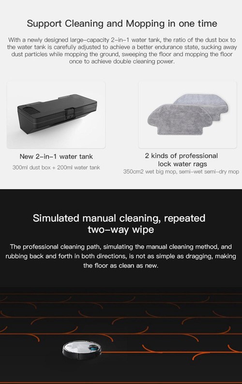 Xiaomi VIOMI V2 Pro Vacuum Cleaner 2100Pa LDS Laser Navigation Intelligent Electric Control Tank EU Plug - Gray