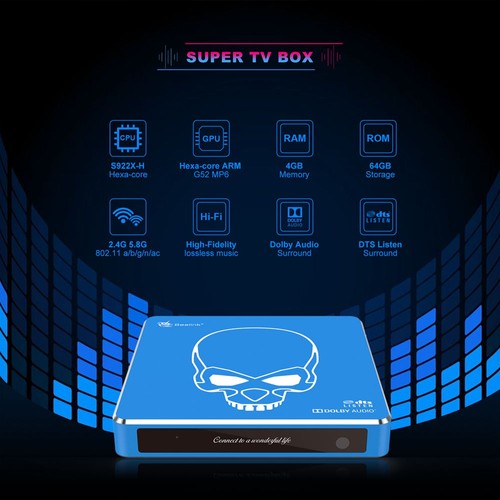 Beelink GT-King Pro Amlogic S922X-H Android 9.0 Hi-Fi Lossless Sound 4K TV Box 4GB/64GB ROM Dolby DTS Google Assistant Voice Remote Control Bluetooth 2.4G/5.8G WiFi 1000M LAN USB3.0