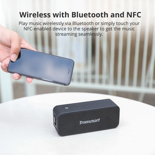 Tronsmart T2 Plus 20W  Bluetooth 5.0 Speaker 24H Playtime IPX7 Waterproof  Soundbar with TWS,Siri,Micro SD