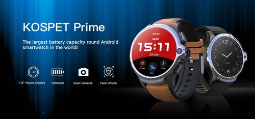 Kospet Prime 4G Smartwatch Phone 1.6 Inch Black