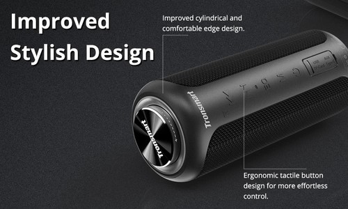 Tronsmart T6 Plus Upgraded Edition Bluetooth 5.0 40W Speaker NFC Connection 15 Hours Playtime IPX6 USB Charge Out - Black