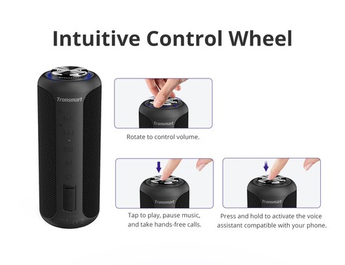 Tronsmart T6 Plus Upgraded Edition Bluetooth 5.0 40W Speaker NFC Connection 15 Hours Playtime IPX6 USB Charge Out - Black