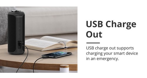 Tronsmart T6 Plus Upgraded Edition Bluetooth 5.0 40W Speaker NFC Connection 15 Hours Playtime IPX6 USB Charge Out - Black