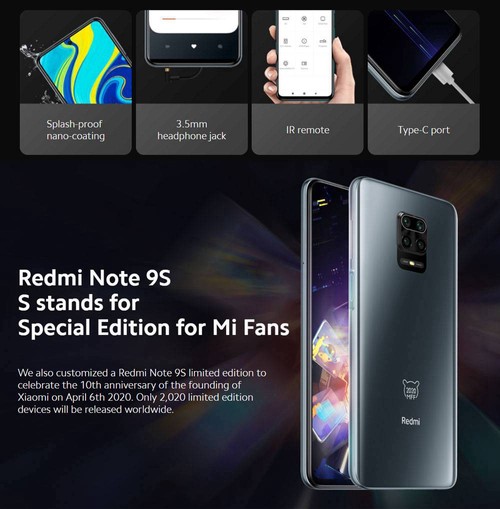 Global Version Xiaomi Redmi Note 9S 6.67 Inch 6GB 128GB Blue