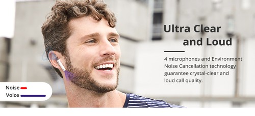 Tronsmart Onyx Ace Bluetooth 5.0 TWS Earphones 4 Microphones Qualcomm QCC3020 Independent Usage aptX/AAC/SBC 24H Playtime Siri Google Assistant IPX5 - White