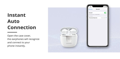 Tronsmart Onyx Ace Bluetooth 5.0 TWS Earphones 4 Microphones Qualcomm QCC3020 Independent Usage aptX/AAC/SBC 24H Playtime Siri Google Assistant IPX5 - White