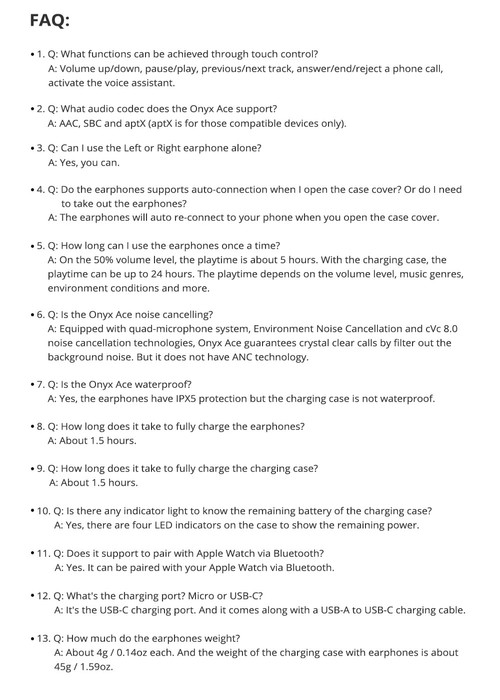 Tronsmart Onyx Ace Bluetooth 5.0 TWS Earphones 4 Microphones Qualcomm QCC3020 Independent Usage aptX/AAC/SBC 24H Playtime Siri Google Assistant IPX5 - White