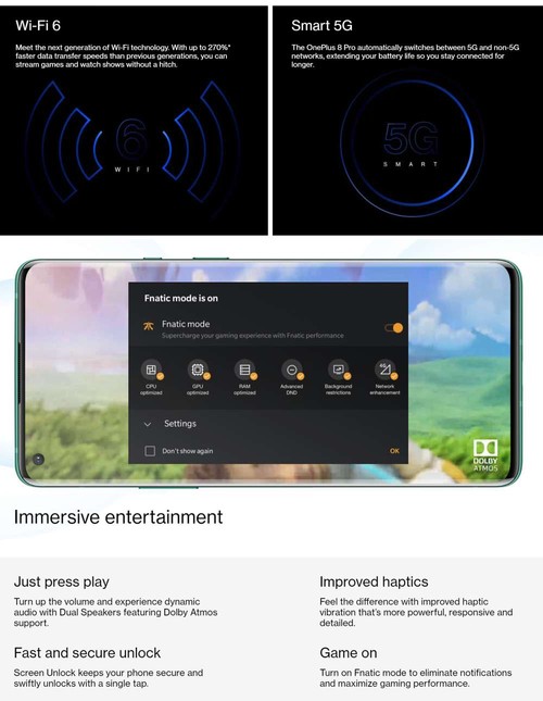 OnePlus8Pro グローバルRom Global ROM OnePlus 8 Pro 5G Smartphone 8GB 128GB Onyx Black