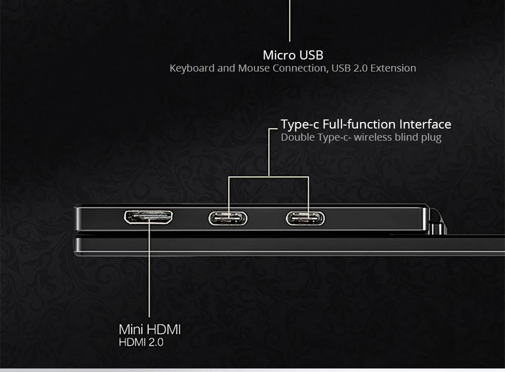 Sculptor MR156LU Portable Monitor 15.6" 4K UHD IPS Touch Screen 72% NTSC HDR Dual Type-C+Mini HDMI Black