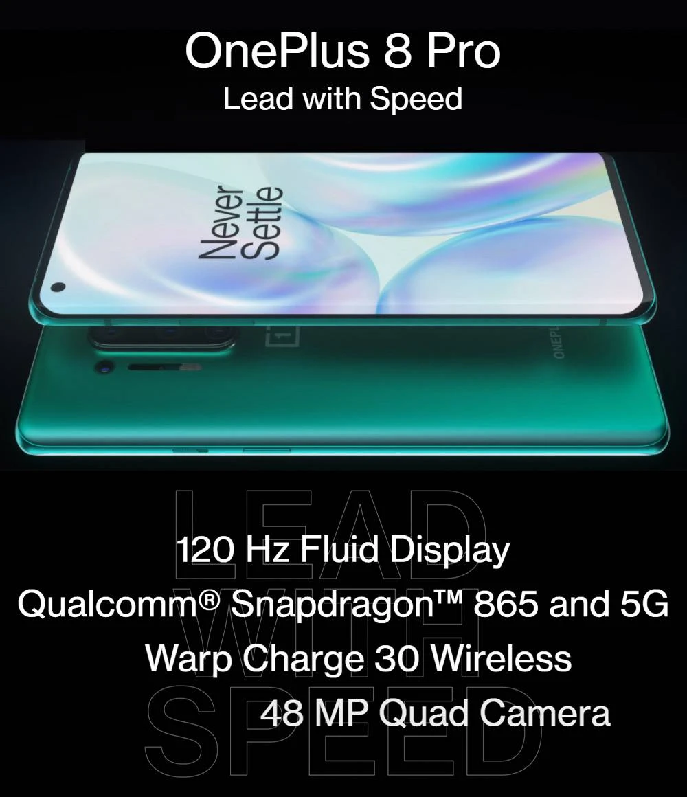 Global ROM OnePlus 8 Pro 5G สมาร์ทโฟน 12GB 256GB สีเขียวน้ำแข็ง