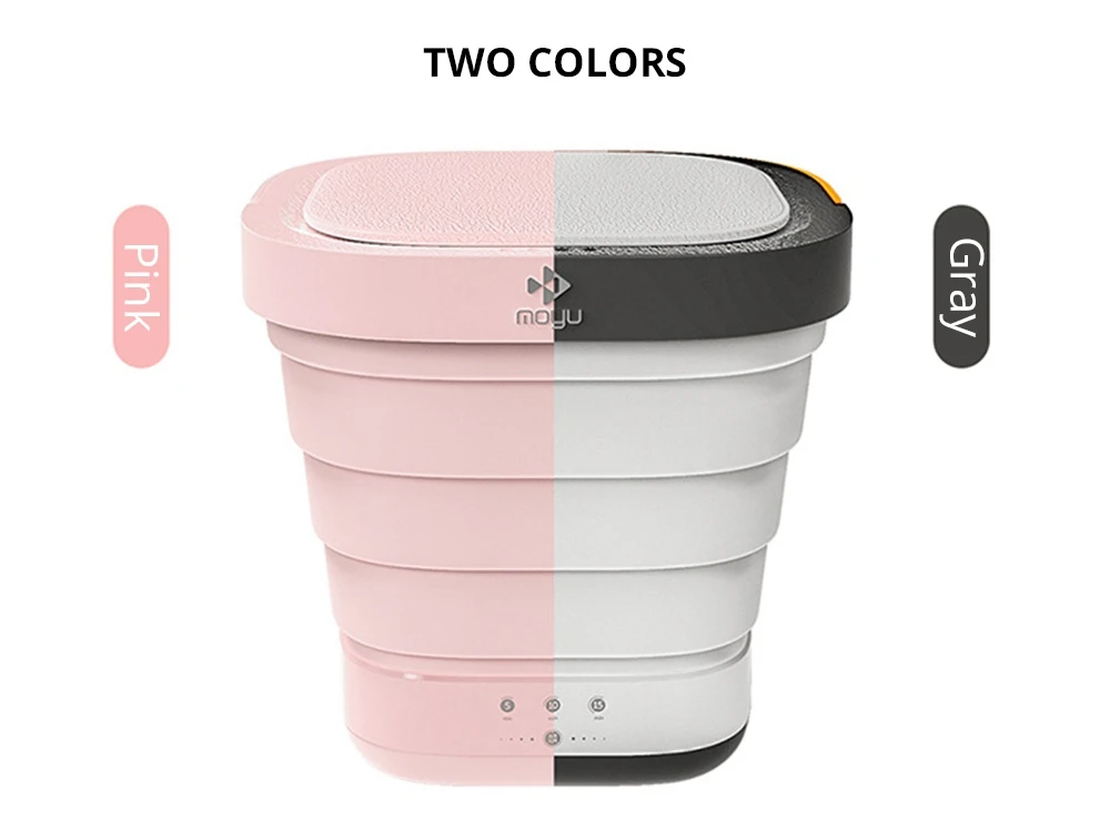 Moyu Second Generation Portable Mini Folding Automatic Washing Machine Spin Dry Energy Saving For Home Travel - Pink