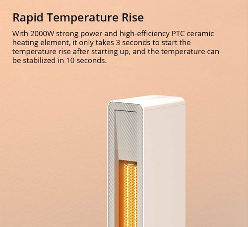 Smartmi 2000W Smart Electric Air Heater Ptc Ceramic Heating Warmer Fan Quiet Efficient 3S Fast Heat Warmer Remote Control Work With Mijia App From Xiaomi Ecosystem - White