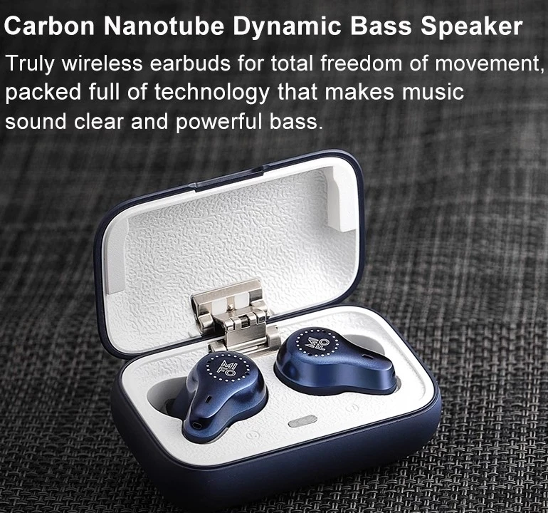 Mifo O7 Bluetooth 5.0 Qualcomm QCC3020 TWS Earphones Carbon Nanotube Dynamic Drivers Independent Usage IPX7 AAC/SBC/aptX Compatible with Alexa Siri 7 Hours Playtime - Blue