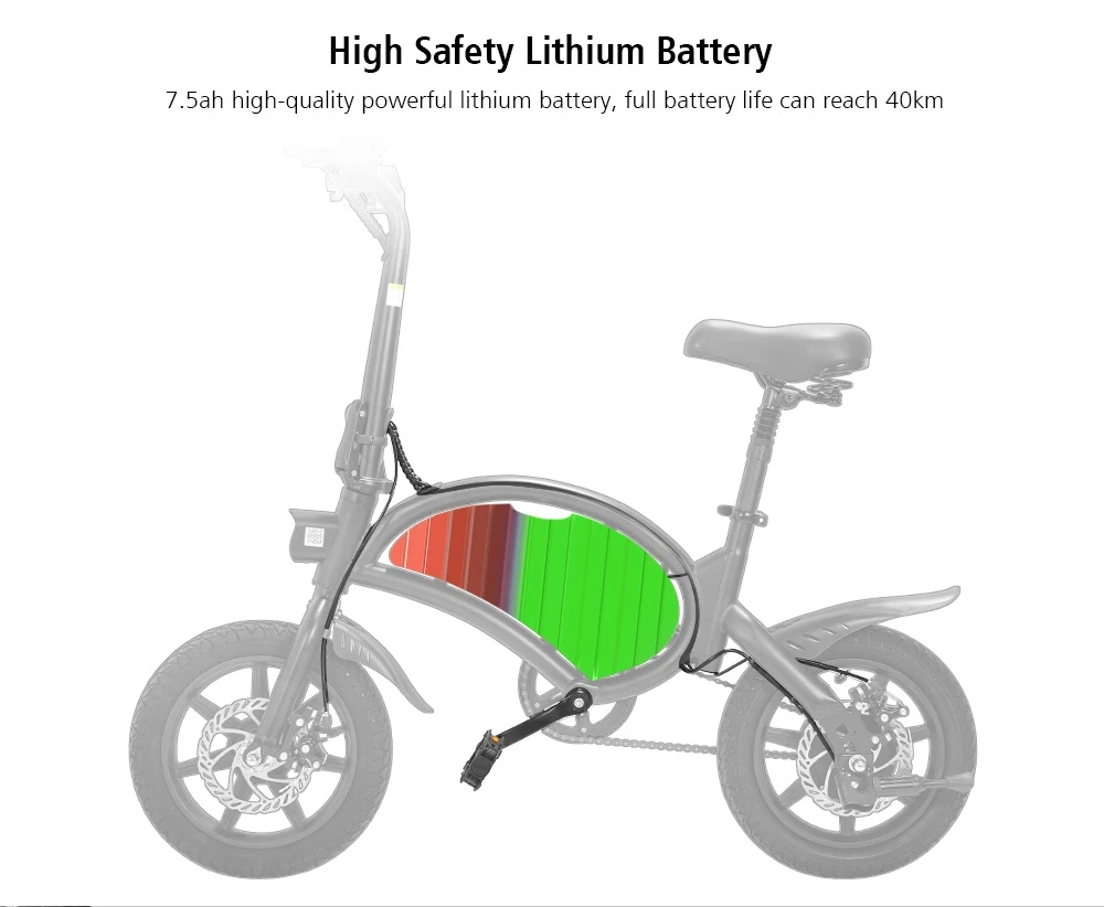 KUGOO Kirin B2 Bicicletta elettrica pieghevole per ciclomotore E-Scooter con pedali 400W Motore brushless Velocità massima 45km / h 7.5AH Batteria al litio Freno a disco Pneumatici da 14 pollici Controllo intelligente delle app - Nero