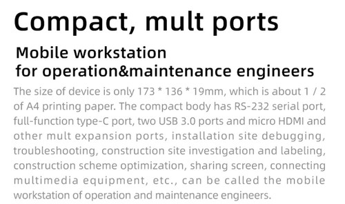 One Netbook  A1 360 Degree 2 in 1 Pocket Laptop Intel M3-8100Y  7" Touch Screen 2560*1200 IPS 16GB RAM 512GB PCIe SSD RS232 Port Gigabit RJ45 Windows 10 Fingerprint- Black