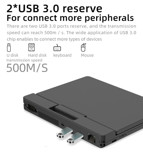 One Netbook  A1 360 Degree 2 in 1 Pocket Laptop Intel M3-8100Y  7" Touch Screen 2560*1200 IPS 16GB RAM 512GB PCIe SSD RS232 Port Gigabit RJ45 Windows 10 Fingerprint- Black