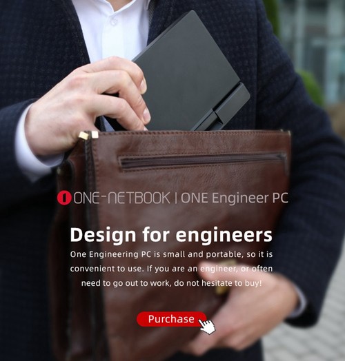 One Netbook  A1 360 Degree 2 in 1 Pocket Laptop Intel M3-8100Y  7" Touch Screen 2560*1200 IPS 16GB RAM 512GB PCIe SSD RS232 Port Gigabit RJ45 Windows 10 Fingerprint- Black