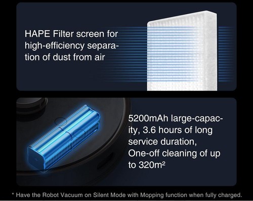 Xiaomi VIOMI S9 Robot Vacuum Cleaner with Intelligent Dust Collector Integrated Sweeping and Mopping 2700Pa Powerful Suction LDS Laser Navigation 220 Mins Running Time 250ml Electric Water Tank Mijia APP Control for Pets Hair, Carpets and Hard Floor