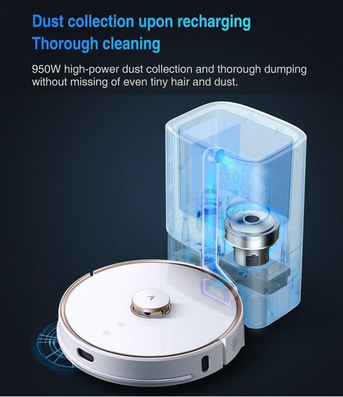 Xiaomi VIOMI S9 Robot Vacuum Cleaner with Intelligent Dust Collector Integrated Sweeping and Mopping 2700Pa Powerful Suction LDS Laser Navigation 220 Mins Running Time 250ml Electric Water Tank Mijia APP Control for Pets Hair, Carpets and Hard Floor