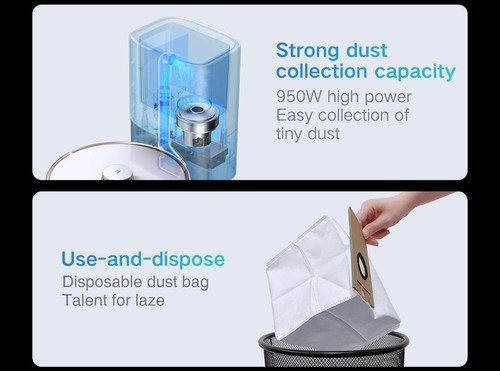 Xiaomi VIOMI S9 Robot Vacuum Cleaner with Intelligent Dust Collector Integrated Sweeping and Mopping 2700Pa Powerful Suction LDS Laser Navigation 220 Mins Running Time 250ml Electric Water Tank Mijia APP Control for Pets Hair, Carpets and Hard Floor