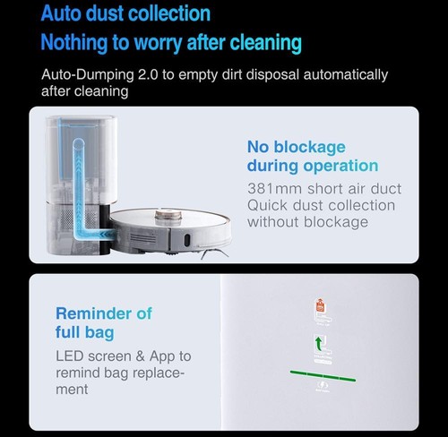 Xiaomi VIOMI S9 Robot Vacuum Cleaner with Intelligent Dust Collector Integrated Sweeping and Mopping 2700Pa Powerful Suction LDS Laser Navigation 220 Mins Running Time 250ml Electric Water Tank Mijia APP Control for Pets Hair, Carpets and Hard Floor