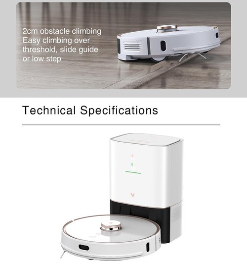 Xiaomi VIOMI S9 Robot Vacuum Cleaner with Intelligent Dust Collector Integrated Sweeping and Mopping 2700Pa Powerful Suction LDS Laser Navigation 220 Mins Running Time 250ml Electric Water Tank Mijia APP Control for Pets Hair, Carpets and Hard Floor