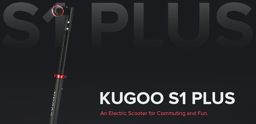 [2020 NEW] KUGOO S1 Plus Folding Electric Scooter 350W Motor 7.5Ah Clear LCD Display Screen Max 30km/h 3 Speed ​​Modes Max Range up to 25km Easy Folding - Black