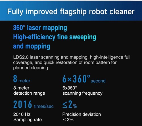 Xiaomi VIOMI S9 Robot Vacuum Cleaner with Intelligent Dust Collector Integrated Sweeping and Mopping 2700Pa Powerful Suction LDS Laser Navigation 220 Mins Running Time 250ml Electric Water Tank Mijia APP Control for Pets Hair, Carpets and Hard Floor