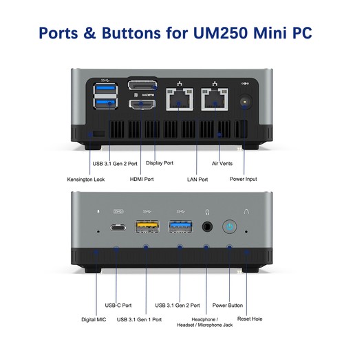MINISFORUM UM250 MINI PC 16GB/512GB AMD Ryzen5 2500U Mini PC