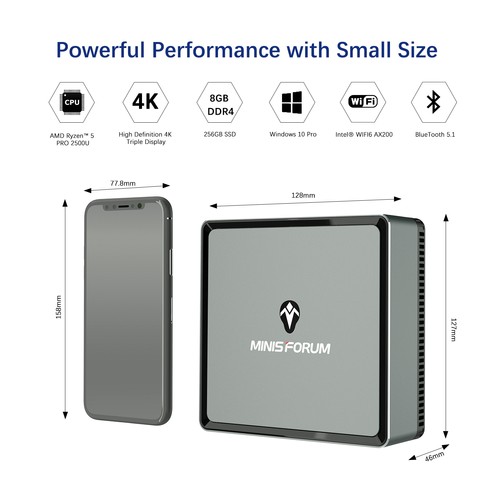 MINISFORUM UM250 MINI PC 8GB/256GB AMD Ryzen5 2500U Mini PC
