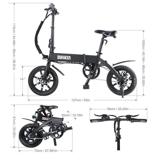 DOHIKER KSB14 14 inch Folding City Bike 250W Motor Black