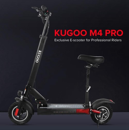 KUGOO KIRIN M4 PRO Folding Electric Scooter 10" Off-road tyre 500W Brushless Motor 48V 16Ah Battery 3 Speed Modes Dual Disc Brake Max Speed 45KM/h LED Display 60KM Long Range - Black