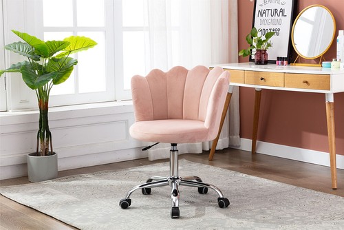 COOLMORE Velvet Swivel Shell Chair Pink