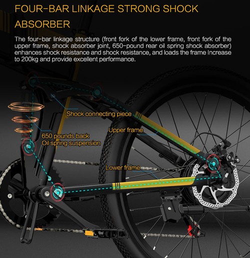 BEZIOR X500 Pro Folding Electric Bike Bicycle 48V 10.4Ah Battery 500W Motor 26 inch Tire Aluminum Alloy Frame Shimano 7-speed Shift Max Speed 30km/h 100KM Power-assisted mileage Range LCD Display IP54 waterproof - Black Green