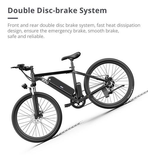 ADO A26 Electric Folding Bike 26 inch Mountain bike 500W Hall Brushless Motor SHIMANO 7-Speed ​​Derailleur 36V 7.8Ah Removable Battery 35km/h Max speed up to 35km Max Range IPX5 Aluminum alloy Frame - Black