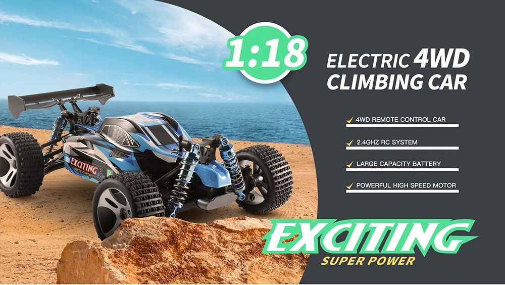 Wltoys 184011 1/18 2.4G 4WD 30km/h Full Propotional Control RC Car RTR