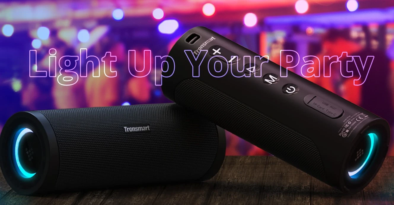 Tronsmart T6 Pro Bluetooth hangszóró - hordozható, nagy teljesítményű, LED világítással