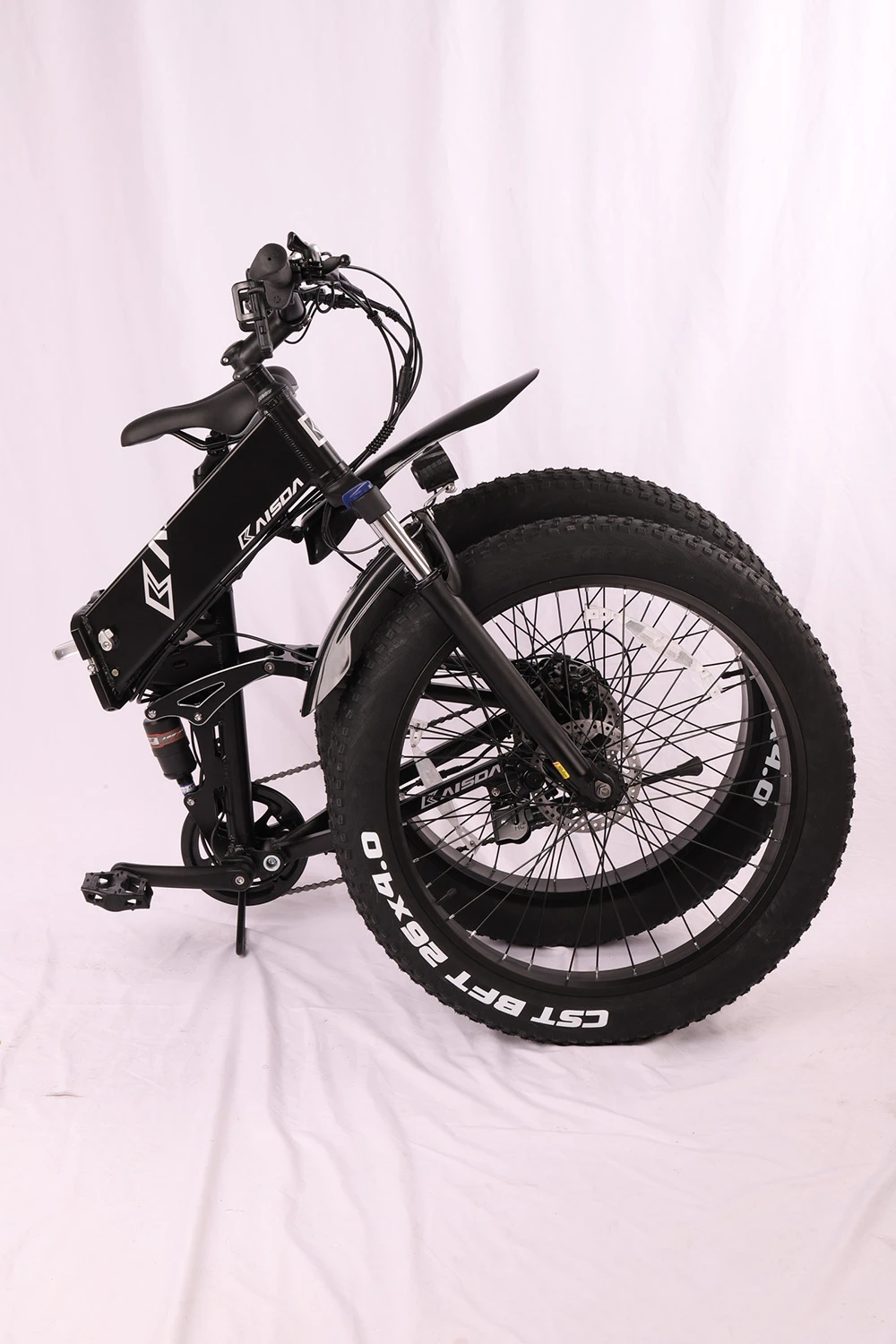 KAISDA K3 26 * 4,0-Zoll-Reifen Offroad-Klapp-Elektromoped Faltrad Mountainbike 500-W-Motor SHIMANO 7-Gang-Umwerfer LCD-Display 10-Ah-Akku Höchstgeschwindigkeit 32 km/h Rahmen aus Aluminiumlegierung - Schwarz