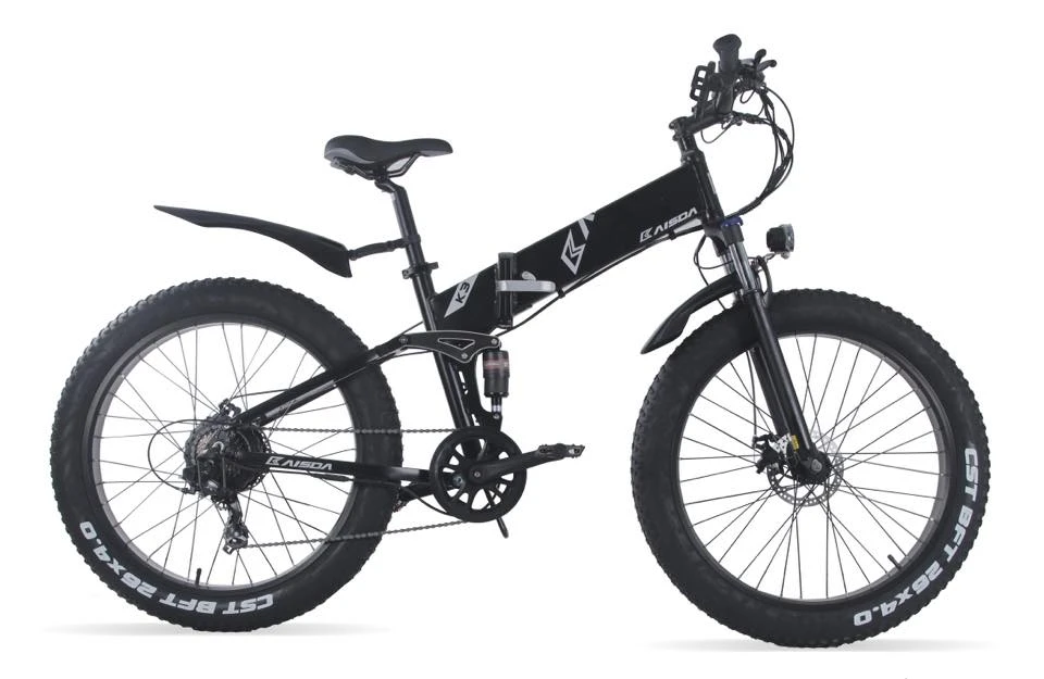 KAISDA K3 26 * 4,0-Zoll-Reifen Offroad-Klapp-Elektromoped Faltrad Mountainbike 500-W-Motor SHIMANO 7-Gang-Umwerfer LCD-Display 10-Ah-Akku Höchstgeschwindigkeit 32 km/h Rahmen aus Aluminiumlegierung - Schwarz